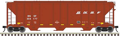 Atlas O 3001364 O Scale PS-4427 Low-Side Covered Hopper - 3-Rail - Ready to Run - Master -- BNSF Railway (Boxcar Red, Wedge Logo, yellow Conspicuity Marks)