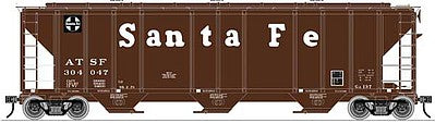 Atlas O 3001369 O Scale PS-4427 Low-Side Covered Hopper - 3-Rail - Ready to Run - Master -- Santa Fe (Boxcar Red, black Square Logo, Large Cooper Lettering)