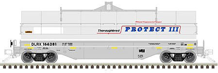 Atlas O 3001730 O Scale 42' Coil Steel Car with Fishbelly Side Sill - 3-Rail - Ready to Run -- GE Railcar DLRX (gray, blue, red)