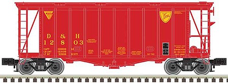 Atlas O 3002048 O Scale 40' Airslide Covered Hopper - 2-Rail - Ready to Run - Master(R) -- Delaware & Hudson (red, yellow, Script and GACX Logos)
