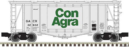 Atlas O 3002074 O Scale 40' Airslide Covered Hopper - 2-Rail - Ready to Run - Master(R) -- Con Agra (gray, green)