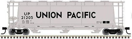 Atlas O 3002224 O Scale 3-Bay Cylindrical Hopper - 2-Rail - Ready to Run - Master(R) -- Union Pacific (gray, black, Large Lettering)