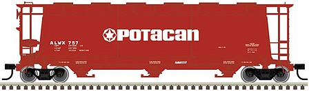 Atlas O 3002225 O Scale 3-Bay Cylindrical Hopper - 2-Rail - Ready to Run - Master(R) -- Potacan (brown, white)