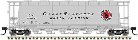 Atlas O 3002228 O Scale 6-Bay Cylindrical Hopper - 2-Rail - Ready to Run - Master(R) -- Great Northern (silver, Grain Loading)