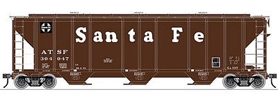 Atlas O 3002369 O Scale PS-4427 Low-Side Covered Hopper - 2-Rail - Ready to Run - Master -- Santa Fe (Boxcar Red, black Square Logo, Large Cooper Lettering)