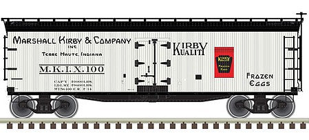 Atlas O 3002565 O Scale 40' Wood Reefer - 2-Rail - Ready to Run - Master(R) -- Marshall Kirby MKIX (white, black, red, Frozen Eggs)