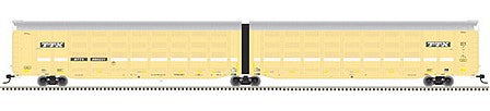 Atlas O 3003705 O Scale Articulated Auto Carrier - 3-Rail - Ready to Run - Master(R) -- TTX BTTX (Faded, yellow, silver, black, white)
