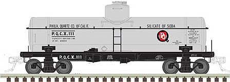 Atlas O 3003836 O Scale ACF Type 27 8,000-Gallon - 3-Rail - Ready to Run -- Philadelphia Quartz of California PQCX (aluminum, red)