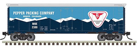 Atlas O 3003912 O Scale 40' Steel Reefer - 3-Rail - Ready to Run -- Pepper Packing Company (blue, white, red)