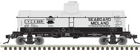 Atlas O 3004840 O Scale ACF Type 27 8,000-Gallon - 2-Rail - Ready to Run -- Conley Tank - Seaboard Midland Petroleum CYCX (aluminum, black)