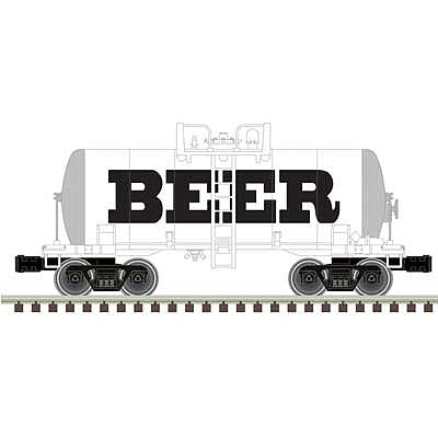 Atlas O 3004845 O Scale 8,000-Gallon Tank Car - 3-Rail - Ready to Run - Premier -- Generic Beer (black, white)