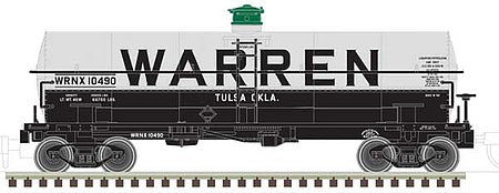 Atlas O 3005502 O Scale 11,000-Gallon Tank Car No Platform - 3-Rail Ready to Run - Master(R) -- Warren Petroleum (white, black, Billbaord Lettering)