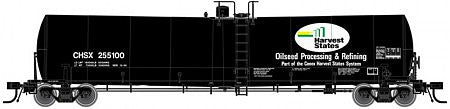 Atlas O 3006013 O Scale Trinity 25,500-Gallon Tank Car - 2-Rail - Ready to Run -- Harvest States CHSX (black, white, green)