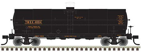 Atlas O 3006524 O Scale 11,000-Gallon Tank Car No Platform - 2-Rail Ready to Run - Master(R) -- Tidewater Associated TWOX (black, orange)
