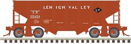 Atlas O 3006817 O Scale 55-Ton 2-Bay Open Hopper - 2-Rail - Ready to Run -- Lehigh Valley (Boxcar Red, black Diamond Logo)