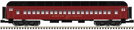 Atlas O 3007047 O Scale 70' Madison Heavyweight 4-Car Set - 3-Rail - Ready to Run -- Boston & Maine Baggage 3290, Coach 4621, 4628, Obs 11 (maroon, black)
