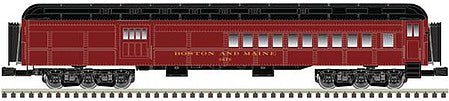 Atlas O 3007048 O Scale 70' Madison Heavyweight Combine and Diner Set - 3-Rail - Ready to Run -- Boston & Maine Combine 3676, Diner 90 (maroon, black)