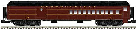 Atlas O 3007051 O Scale 70' Madison Heavyweight Combine and Diner Set - 3-Rail - Ready to Run -- Pennsylvania Railroad Combine 5146, Diner 4439 (Tuscan, black)