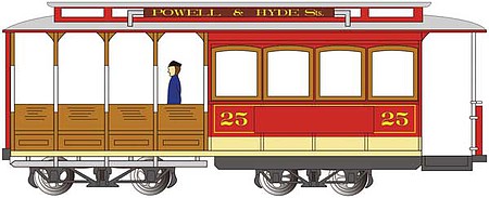 Bachmann 60529 HO Scale Cable Car with Grip Man - Standard DC -- 25 (red, gray)