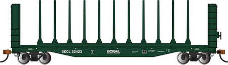 Bachmann 12901 HO Scale 52' Centerbeam Bulkhead Flatcar - Ready to Run -- BC Rail #52423 (green)