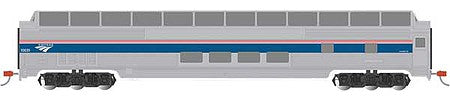 Bachmann 13001 HO Scale Budd 85' Full-Length Dome with Lights - Ready to Run - Silver Series(R) -- Amtrak (Phase IVb; silver, blue, red, white; Travelscape Logo)