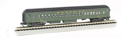 Bachmann 13751 N Scale 72' Heavyweight Coach w/Lights - Ready to Run -- Santa Fe (Pullman Green, black)