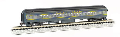 Bachmann 13753 N Scale 72' Heavyweight Coach w/Lights - Ready to Run -- Baltimore & Ohio (blue, gray, black)