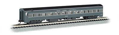 Bachmann 14255 N Scale 85' Smooth-Side Coach w/Lighting - Ready to Run -- New York Central (2-Tone Gray)
