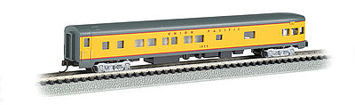 Bachmann 14354 N Scale 85' Smooth-Side Boat-Tail Observation w/Lighting - Ready to Run -- Union Pacific (Armour Yellow, gray, red)