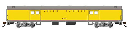 Bachmann 14403 HO Scale 72' Smooth-Side Baggage - Ready to Run -- Union Pacific #5714 (Armour Yellow, gray, red)