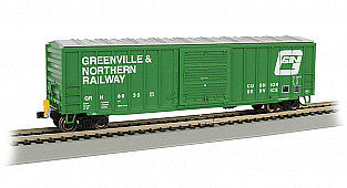 Bachmann 14905 HO Scale ACF 50'6" Outside-Braced Boxcar - Flashing Rear End Device - Ready to Run -- Greenville & Northern #8935 (green, white)