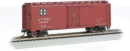 Bachmann 15007 HO Scale Steam-Era 40' Steel Boxcar - Ready to Run - Silver Series(R) -- Santa Fe 136287 (Boxcar Red, black, white, Square Logo)