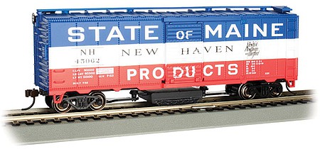 Bachmann 16320 HO Scale Track Cleaning 40' Boxcar, Removable Dry Pad - Ready to Run - Silver Series -- New Haven 45062 (red, white, blue, State of Maine)