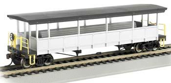 Bachmann 17447 HO Scale Open-Sided Excursion Car w/Seats - Ready to Run - Silver Series(R) -- Unlettered (silver & black)