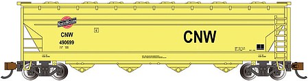 Bachmann 17559 N Scale 56' ACF Center-Flow Covered Hopper - Ready to Run - Silver Series(R) -- Chicago & North Western (yellow, black, Large CNW)