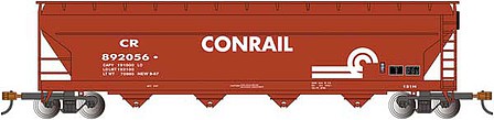 Bachmann 17560 N Scale 56' ACF Center-Flow Covered Hopper - Ready to Run - Silver Series(R) -- Conrail (Boxcar Red, white)