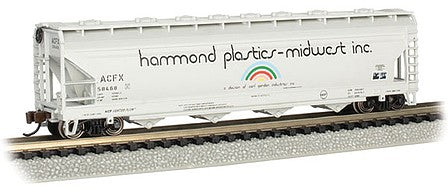 Bachmann 17563 N Scale Canadian Cylindrical 4-Bay Grain Hopper - Ready to Run - Silver Series(R) -- Hammond Plastics 58468