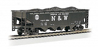 Bachmann 17607 HO Scale 40' Quad Hopper - Ready to Run - Silver Series(R) -- Norfolk & Western #12986 (black; Block N&W, Hamburger Logo)
