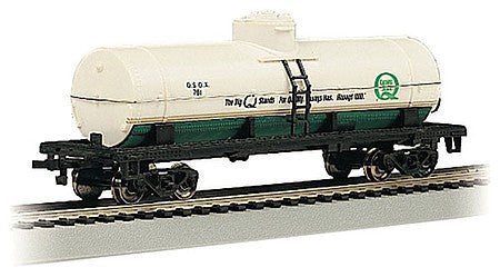 Bachmann 17810 HO Scale 40' Single-Dome Tank Car - Ready to Run - Silver Series(R) -- Quaker State 781 (cream, green, black)