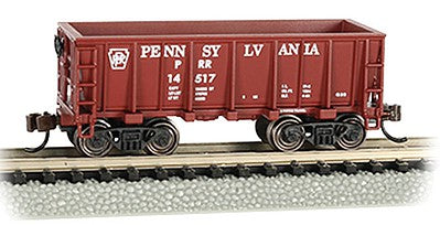Bachmann 18654 N Scale Ore Car - Flat-Bottom - Ready to Run -- Pennsylvania Railroad 14517 (Boxcar Red, Plain Keystone)