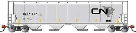 Bachmann 19159 N Scale Canadian Cylindrical 4-Bay Grain Hopper - Ready to Run - Silver Series(R) -- Canadian National (North America Logo)