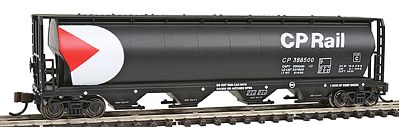 Bachmann 19177 N Scale Canadian Cylindrical 4-Bay Grain Hopper - Ready to Run - Silver Series(R) -- Canadian Pacific (black, white, red, Multimark Logo)