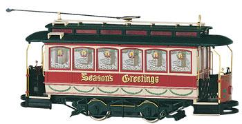 Bachmann 25127 On30 Scale Traction-Powered Closed Streetcar - Spectrum(R) -- Christmas (Seasons Greetings)