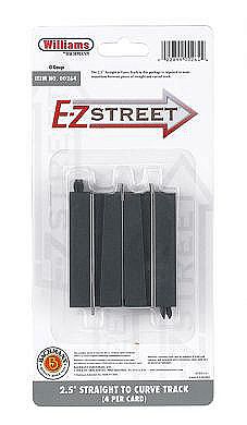 Bachmann 264 O Scale E-Z Street Track for Operating Vehicles & Trolleys -- 2-1/2" 6.2cm Straight-to-Curve Connector Track pkg(4)