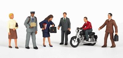Bachmann 33101 HO Scale SceneScapes(TM) Figures -- City People with Motorcycle pkg(7)
