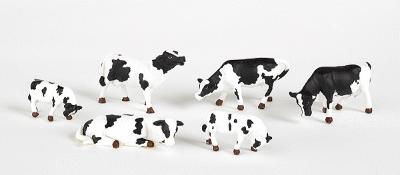Bachmann 33103 HO Scale SceneScapes(TM) Figures -- Cows (black, white) pkg(6)