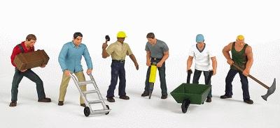 Bachmann 33105 HO Scale SceneScapes(TM) Figures -- Construction Workers pkg(6)