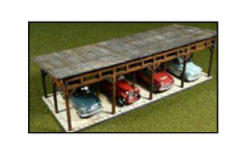 Bachmann 39102 HO Scale Car Shed/4-Space Carport -- Laser-Cut Wood Kit