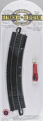 Bachmann 44402 HO Scale Curved Track w/Steel Rail & Black Roadbed - E-Z Track(R) -- 18" Radius Curve w/Rerailer & Terminals