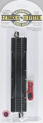 Bachmann 44410 HO Scale Straight Track w/Steel Rail & Black Roadbed - E-Z Track(R) -- 9" 22.9cm Terminal Rerailer